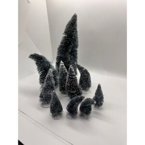 Lemax Christmas Village Bottle Brush Trees Lot 10pc 2" 4" 6" 9" Snow Flocked